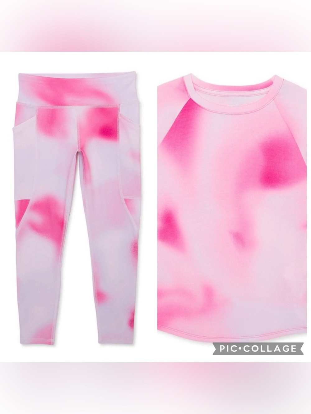 331. Set of 2 Athletic Works Girls Fitted Moisture Wicking Leggings  and Top